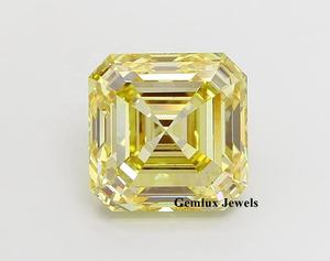 Diamante suelto cultivado en laboratorio con certificación IGI, color amarillo intenso de lujo, 1 quilate, corte Asscher, claridad VS, para joyería. - Product Image 1