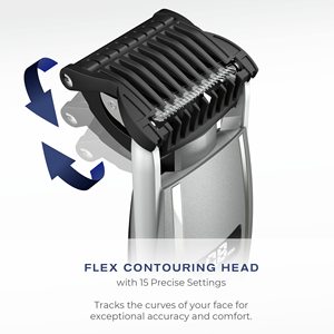 Tondeuse à barbe sans fil/avec fil pour homme, 15 réglages, utilisation humide/sèche, tête de contour flexible pour moustache, étanche IPX7, lames gravées - Product Image 5