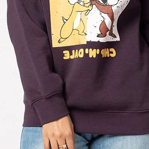 Loose Fit acanalado cuello redondo algodón poliéster polar acanalado puños y dobladillo mujer sudadera - Product Image 4