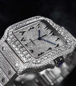 Nouvelle arrivée Montre Hip Hop Iceout Moissanite Diamond Miyota Alarme pour hommes Bracelet en acier inoxydable fait à la main Boîtier mécanique Date automatique - Product Image 4