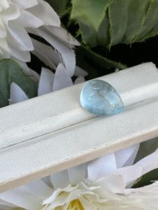 Increíble Natural blanco azul 16,61 quilates aguamarina forma de pera cabujón buen brillo collar de piedras preciosas sueltas fabricación de joyas de cuentas - Product Image 3