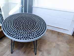 Table d'appoint en mosaïque éblouissante: Art irisé-Table basse bleue-Table d'appoint-Décor de salon-Cadeau - Product Image 3