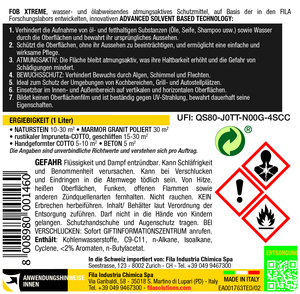 FILA Solutions d'entretien des surfaces FOB XTREME Scellant hydrofuge et oléofuge pour pierre, sans danger pour les aliments, pour granit, béton, terre cuite, carrelage de carrière - Product Image 2