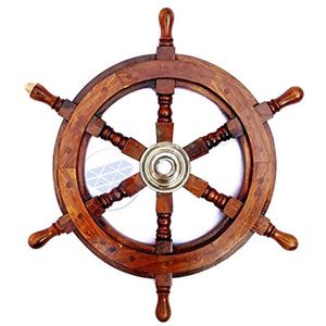 Volant de bateau en bois nautique |   Artisanat de haute qualité fait à la main |   Vente en gros au meilleur prix - Product Image 1