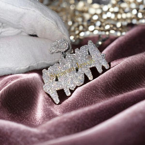 925 Silver Luxury Trendy Charm Pendant Fully Iced Moissanite Diamond Custom Bling Name Personalized Bail for Him Children's Gift - Product Image 5