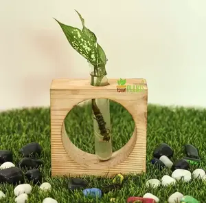 Vase en verre en bois moderne de haute qualité avec fil élégant utilisation de table finition naturelle dernière arrivée pour un usage domestique - Product Image 5