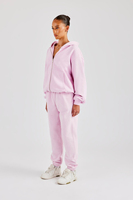 Vente en gros, ensemble sweat-shirt à capuche et pantalon de survêtement zippé 100% coton 300gm pour femmes, surdimensionné rose, lourd, baggy, survêtement zippé