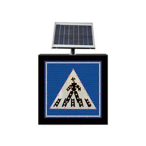 Señal de Cruce Peatonal B-14b con Energía Solar, Reflectante, 650 x 650 x 100 mm, Señal de Precaución de Seguridad Vial - Product Image 1