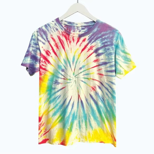 Handmade Unisex Tie Dye <b>T</b>-<b>Shirt</b> <b>RAINBOW</b> HAZE Boho Hippie Festival Wear Colorful Summer Casual Top with Logo Gift for Him Her - Product Image 1