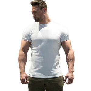 Camiseta ajustada lisa de algodón 100% de alta calidad para hombre, serigrafía de cuello corto personalizada, cuello redondo, patrón sólido 3D, diseño en blanco - Product Image 4