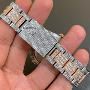 Reloj de Lujo con Incrustaciones de Moissanita en Dos Tonos, Estilo Hip Hop, con Esfera Romana y Aspecto de Diamante VVS, Reloj de Pulsera de Acero Inoxidable - Product Image 2