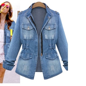 Chaquetas Vaqueras de Última Moda, Chaqueta Vaquera de Manga Larga para Mujer, Chaquetas Vaqueras de Algodón Personalizadas para Mujer, Bolsillos en el Pecho con Placa OEM - Product Image 4
