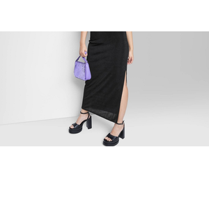 เดรสยาวทรงเข้ารูปผ้าซาตินสีดำสำหรับผู้หญิงไซส์ XXS ยี่ห้อ Wild Fable รุ่นผูกเชือกด้านหลัง เหมาะสำหรับงานกลางคืน ความยาวระดับพื้น พร้อมดีไซน์เอวธรรมชาติ - Product Image 6