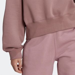 Sweat-shirt court en molleton côtelé coupe décontractée, col rond, 70 % coton, 30 % polyester recyclé, poignets et ourlet côtelés, violet clair - Product Image 5