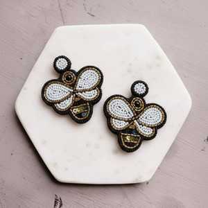 Ivory Buzz Fashion Drop Earrings with Beaded Detail Elegant and Stylish - Product Image 3