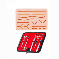 5 Pièces Kits de Suture Chirurgicale en Acier Inoxydable Allemand, Couteau à Scalpel, Ciseaux, Pince, Forceps, Outils, Étui en Cuir, Manuel A+