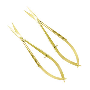 Ensemble de micro ciseaux couleur or poignées russes antidérapantes ciseaux à cils à ressort en acier inoxydable - Product Image 6