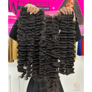 Extensión de cabello de Color Natural de cabello crudo vietnamita 100% Cabello de onda profunda súper dibujado de alta calidad para mujeres negras - Product Image 1