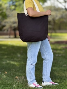 Borsa tote US Bags Commuter in tela da 12 once con fodera in cotone, elegante e alla moda, nera, da viaggio, con soffietto, per libreria (14x16x4) - Product Image 3