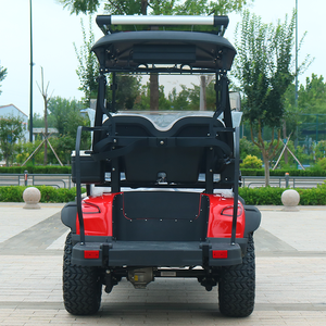 Voiturette de golf électrique 2 places rouge tout-terrain avec toit et porte-bagages - Product Image 2