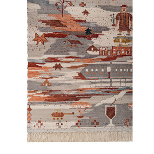 Alfombra Freedom Manchaha de Lana y Seda de Bambú Anudada a Mano, Color Marfil, 10 mm, para Sala de Estar, Pasillo, Diseño Rectangular Novedoso, LES-8404 - Product Image 4