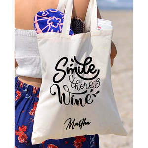 Bolsas de Tela de Algodón con Diseño de Sonrisa y Vino, Colección Bodega - Product Image 3