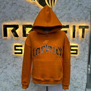 Custom Design Hoodie Unisex Oversized Knitted Sweatshirt Rhinestone Letter Print <b>Back</b> Logo Streetwear Gray Autumn Style - Product Image 3
