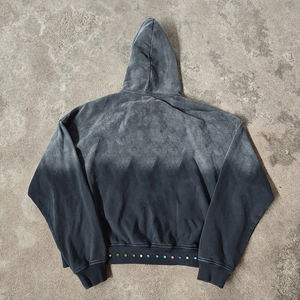 Sudaderas con capucha de lavado ácido de alta calidad de diseño OEM 2025 al por mayor básicos, sudaderas con capucha de lavado ácido a prueba de viento sostenible de mezcla de algodón para hombres - Product Image 4