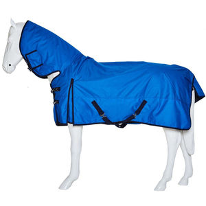 Waterproof Horse Turnout <b>Rug</b> With <b>Large</b> Tail Flap And 2 Leg Straps For Outdoor Use All Seasons Oxford Fabric <b>Blue</b> - Product Image 2