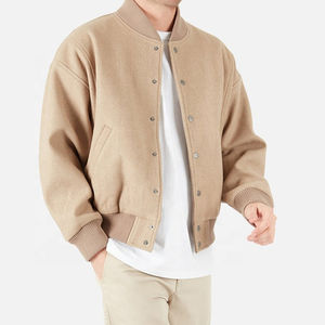 Design <b>Men</b> Custom Winter Khaki Button Bomber Baseball Varsity <b>Jacket</b> <b>for</b> man - Product Image 2