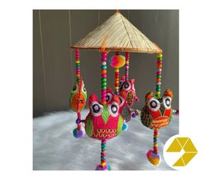 กระดิ่งลมไม่รูปร่าเริงที่มีลูกปัดและตุ๊กตาสัตว์สำหรับบ้านเด็กและคาเฟ่ตีระฆัง - Product Image 4