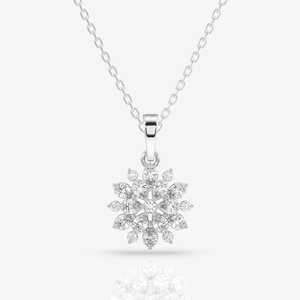 Collar con colgante de diseño de copo de nieve de Plata de Ley 925 de alta calidad, joyería de moda con tachuelas de diamantes de moissanita de corte redondo - Product Image 2