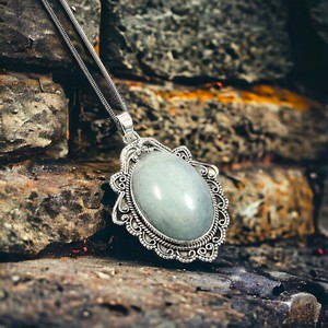 Conception impressionnante 925 argent Sterling naturel aigue-marine pierre précieuse forme ovale Artisan Look pendentif bijoux faits à la main fournisseur en vrac - Product Image 2