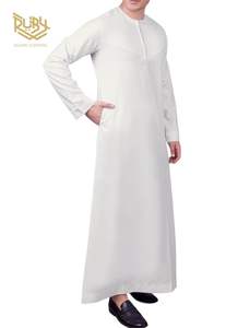 Thobes arabe traditionnel pour hommes, robe décontractée en tissu sur toute la longueur, col garçon, vêtements musulmans respirants, accessoires directs, vente en gros - Product Image 3
