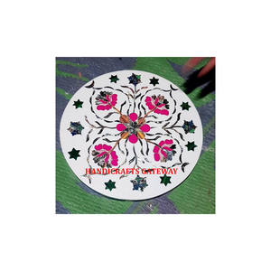 จานแกะสลักลายดอกไม้หินอ่อนสีขาวธรรมชาติแบบดั้งเดิมสำหรับตกแต่งบ้านและโรงแรม - Product Image 1