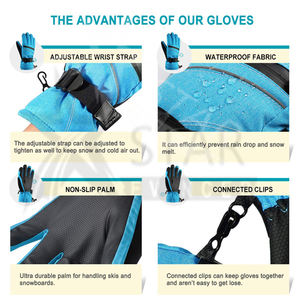 Gants de Ski de montagne de haute qualité Gants pour enfants anti-neige Mitaines coupe-vent d'hiver Gants de montagne de route d'hiver Doigt complet - Product Image 6