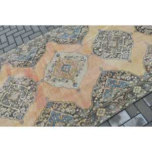 4.7x12 ft Turkish Rug, <b>Yellow</b> Striped Vintage Rug <b>Wool</b> - Product Image 4