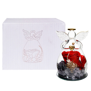 Venta al por mayor Forever Rose in Glass, Real Preserved Rose Flower Glass Cover Eternal Flower Rose with Angel Dome - Product Image 6