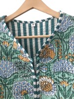 Veste d'hiver et d'automne pour femmes, fabriquée à la main en Inde, vintage, courte, en coton matelassé, imprimé floral rayé, style bohème, confortable et durable