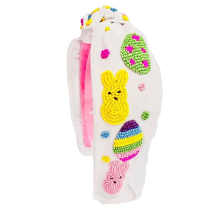 Diadema Elegante con Flores, Lentejuelas, Bordado de Conejito de Pascua, Cuentas y Nudo, Diadema de Flores, Diadema de Conejito, Regalo - Product Image 4