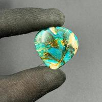 35,95 carats de variscite turquoise bleue naturelle, qualité AAA, pierre naturelle 100 %, forme cœur, cabochon, effet étoilé, pour bijoux DIY