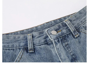 กางเกงยีนส์ผู้ชายทรงหลวมพิมพ์ลายตามสั่ง ผ้าเดนิมลำลอง ระบายอากาศได้ดี ปรับแต่งได้ เหมาะสำหรับฤดูร้อนและฤดูใบไม้ร่วง ล้างสีแบบวินเทจ ขายส่ง - Product Image 5