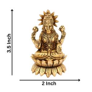 Latón Mahalaxmi Murti Idol 400 GM hogar Oficina decorativo Pooja artículo pulido Laxmi Lakshmi diosa estatuilla escultura religiosa - Product Image 3