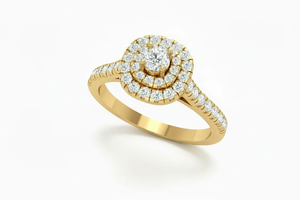 Bague de fiançailles élégante avec halo de diamants pour femmes, idéale pour les propositions de mariage, les cadeaux d'anniversaire et les bijoux romantiques à porter au quotidien - Product Image 2