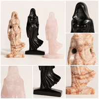 Figurine de spiritueux féminin en cristal naturel poli, sculptée, avec capuche, décoration d'Halloween, cadeau de cristal de guérison
