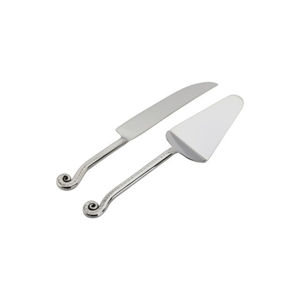 Articles les plus vendus spatule en argent de mariage de Style européen avec couteau à gâteau et serveur à poignée pliée pour la fête de noël - Product Image 1
