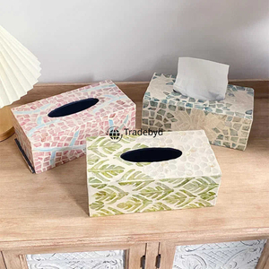 Classic Premium Quality Mop Inlay Floral <b>Pattern</b> Engraved Decorative <b>Tissue</b> Holder for Upscale Home Decor Tradebyd - Product Image 3
