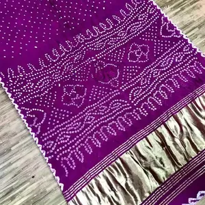 Fulapari mới cao cấp và chất lượng cao, thoải mái bandhej lụa màn với lagdi patta đó là siêu phong cách và đẹp