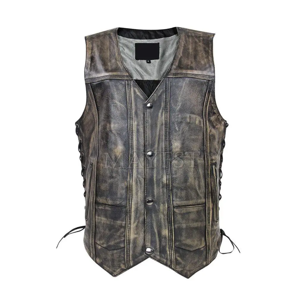 Best Selling For Adult Men Leather Vest Genuine Leather In New Style High Quality Fashion Leather Vest