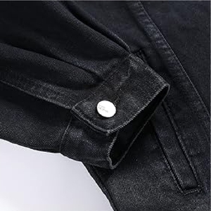 Nouveau Style hommes bleu Denim veste mince déchiré Patchwork Design hiver bouton détail Logo personnalisé couleur 100% haute qualité - Product Image 6